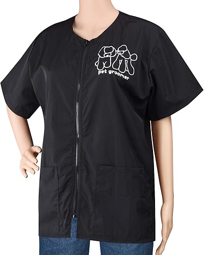 Miniatura 4 de Noverlife Ropa de trabajo de manga corta para mascotas con cremallera completa, tamaño 3XL, a prueba de salpicaduras, antiestática para mascotas,