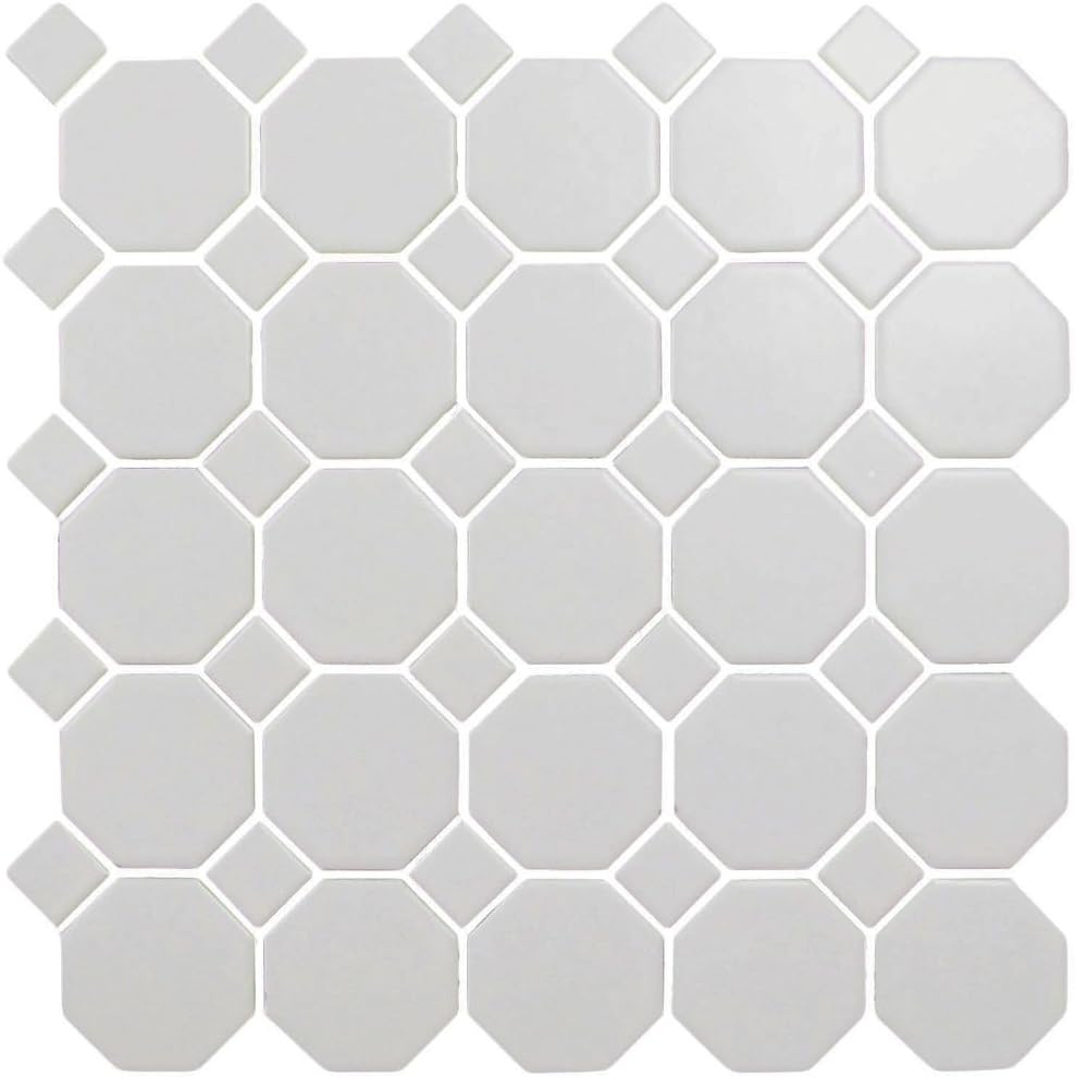 Snow White 12X12 Octagon Mosaic- 11 pcs/carton (11 sq ft)