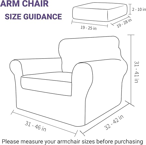Miniatura 6 de ZNSAYOTX - Funda de terciopelo de lujo de 2 piezas para sillón con brazos con 1 cojín, gruesa, suave, antideslizante, protector de muebles apto