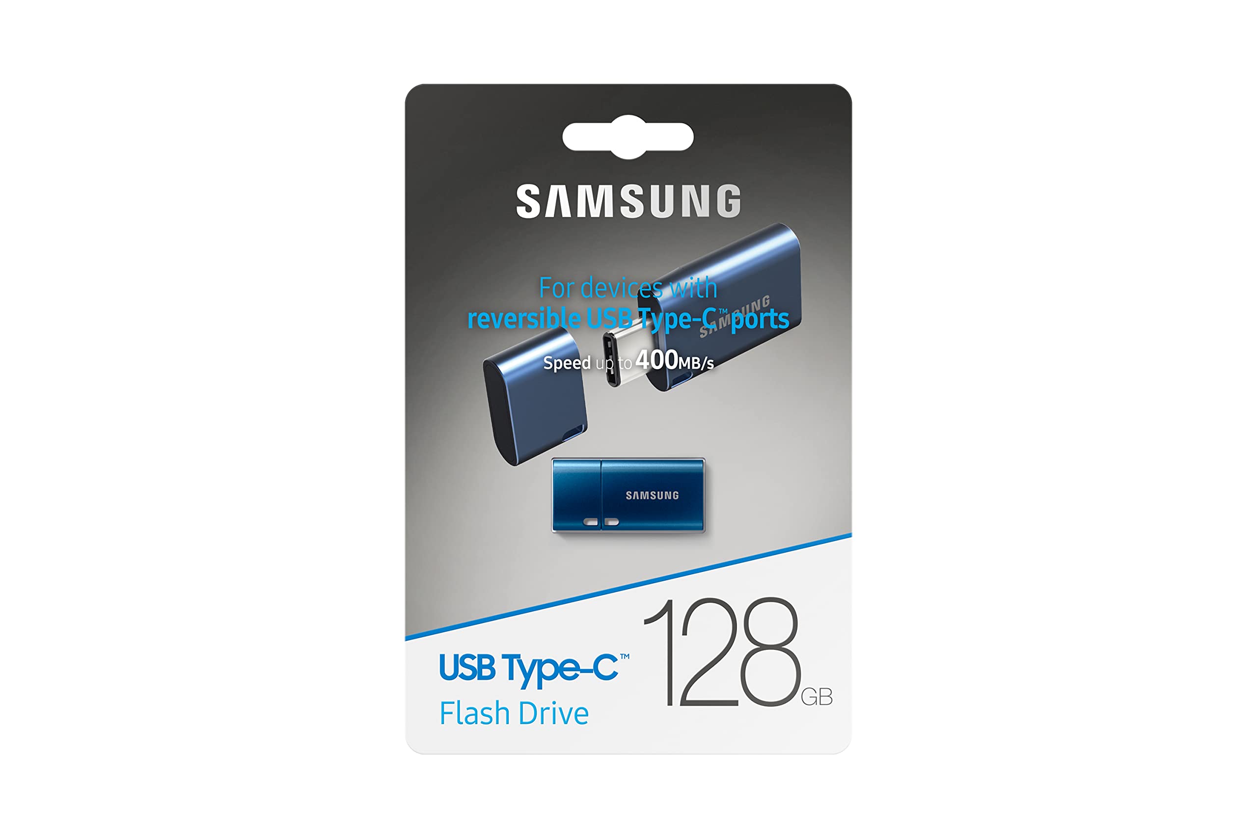 Samsung Unidad flash USB Type-C™ (MUF-128DA/APC), 128 GB, 400 MB/s de lectura, 60 MB/s de escritura, unidad flash USB 3.1 para computadoras portátiles, tabletas y teléfonos inteligentes, azul