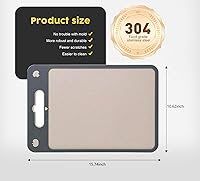 Vista 5 de Tabla de cortar de doble cara, tablas de cortar carne, tabla de cortar de acero inoxidable 304 para cocina, acero inoxidable y paja de trigo PP