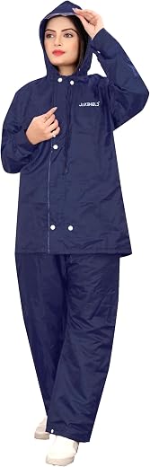 Flossy JAKSHIELD Rain Coat for Women's Waterproof Reversible Double Layer with Hood Set of Top and Bottom Packed in a Stor...