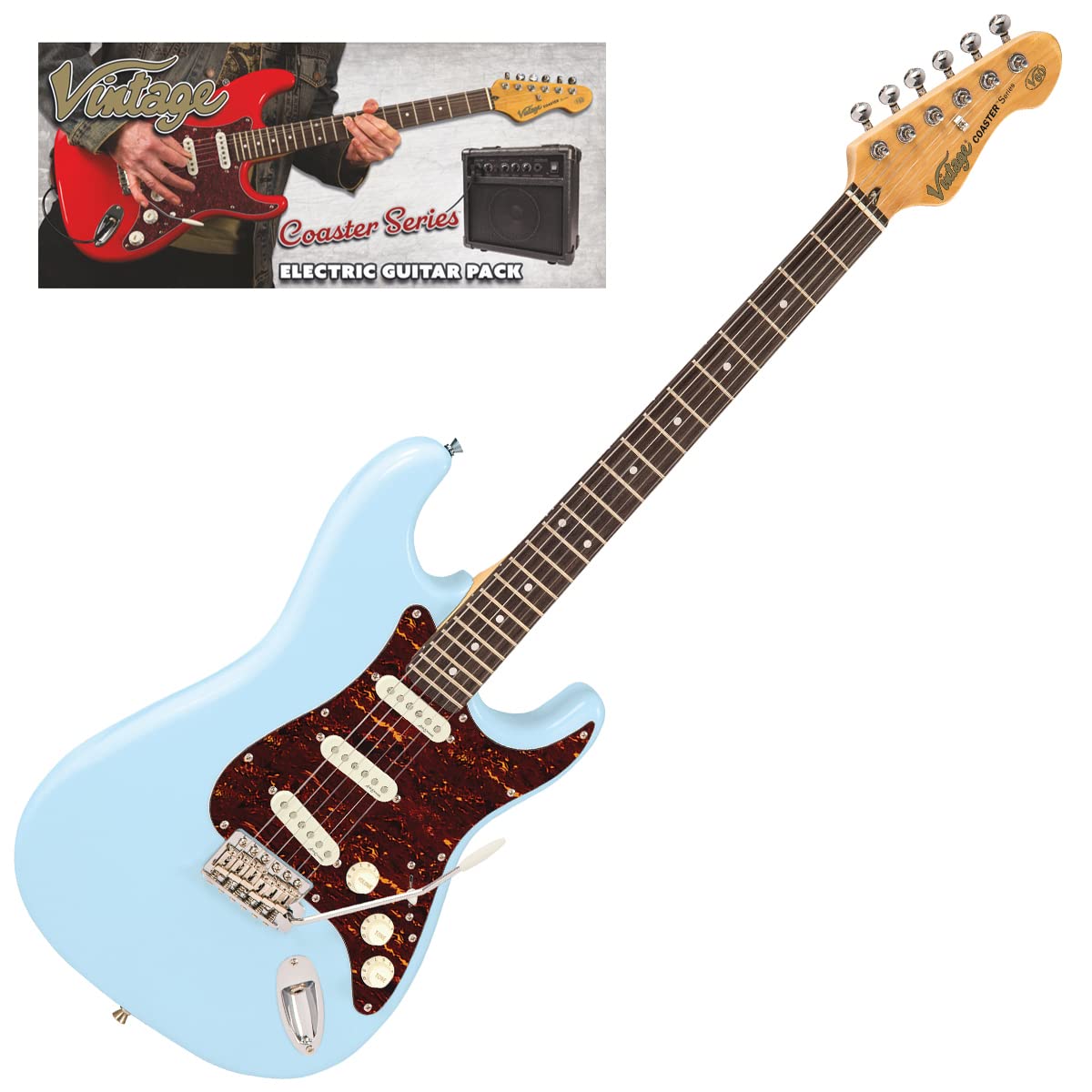 VINTAGE V60 COASTER ELECTRIC GUITAR PACK - LAGUNA BLUE