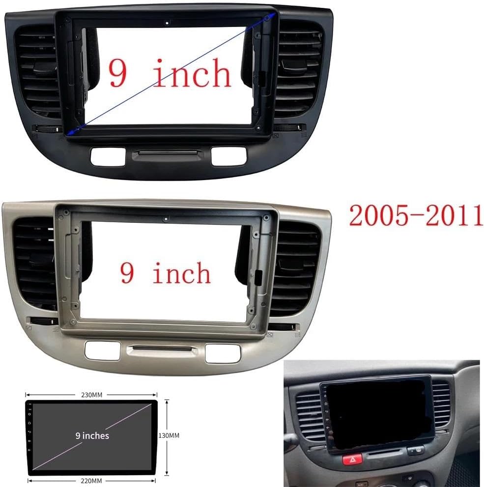 ラジオパネルフェイシア に適合する キア リオ2 2005-2011 9インチ 2Din アンドロイド ヘッドユニット カーレディオ