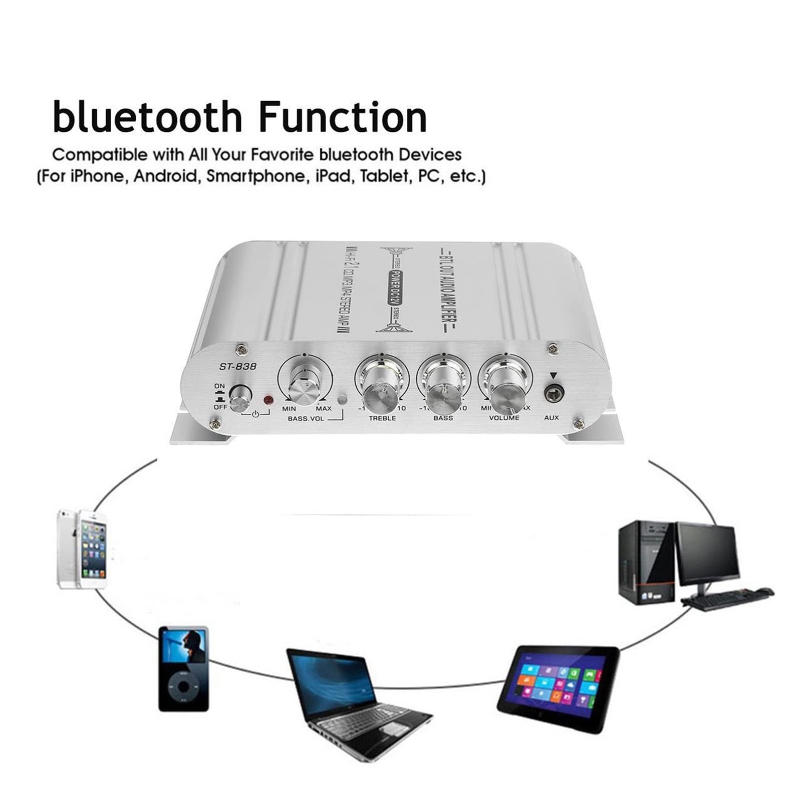 Mini Digital Buthtooth Amplificatore di potenza Amplificatore di classe D Subwoofer 2. 1ch 40w. Hi-fi 2x20w Mp4. Booster stereo. DVD Casa BASSO Lettore audio(Amplifier andadapter)