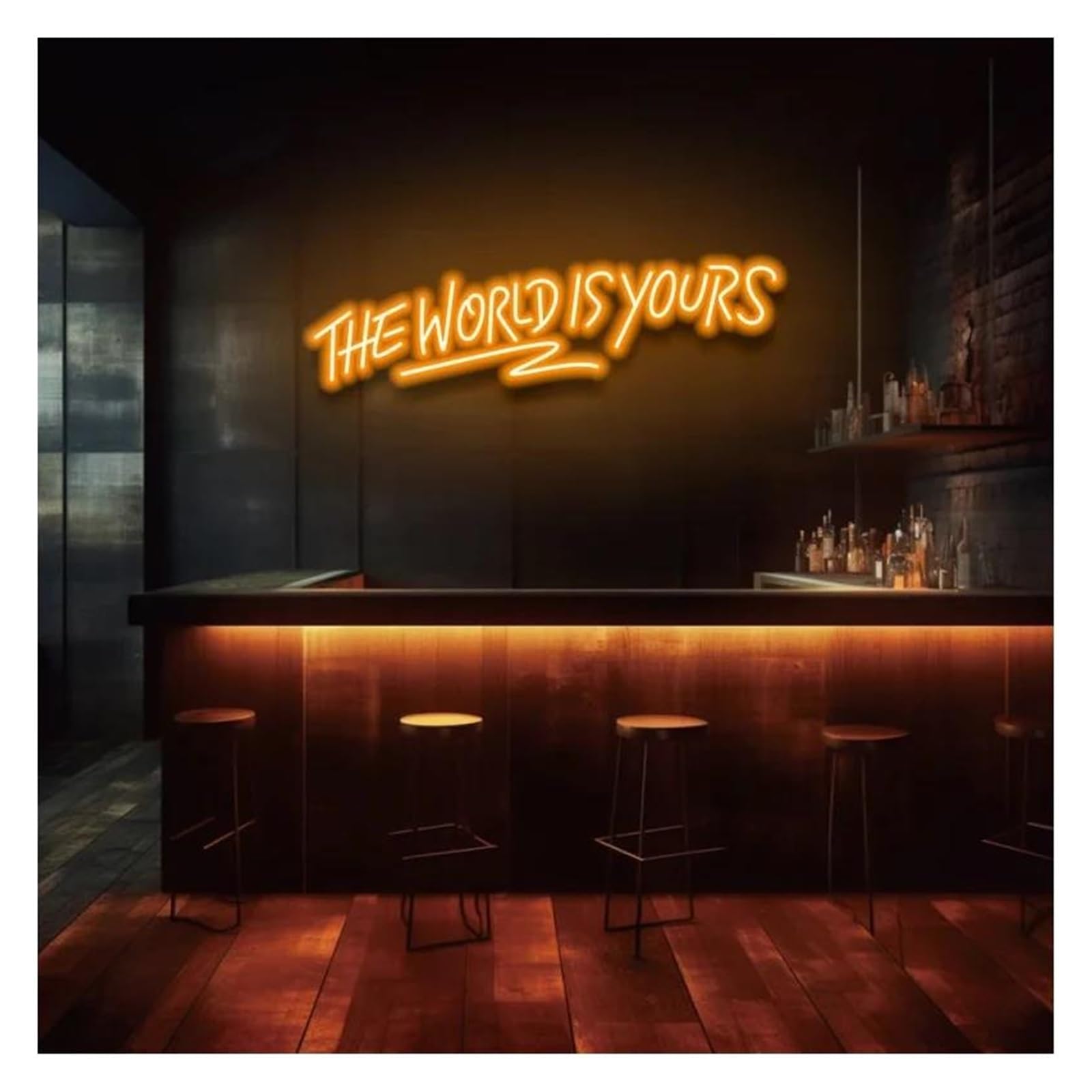 Lemst C Signs Lamp The World Is Yours Neon Signs Adjustable Brightness Letter Lights Suitable For Lub Party Decor(,80X24cm)