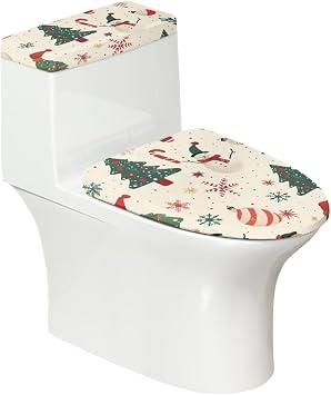 Cotton Christmas Tree Toilet Cover Candy Toilet Seat Lid Cover Snowman Toilet Cover Seat Toilet Tank Lid Cover Toilet Lid Cover Set 2 Toilet Tank Cover Set Toilet Seat Lid Covers Set