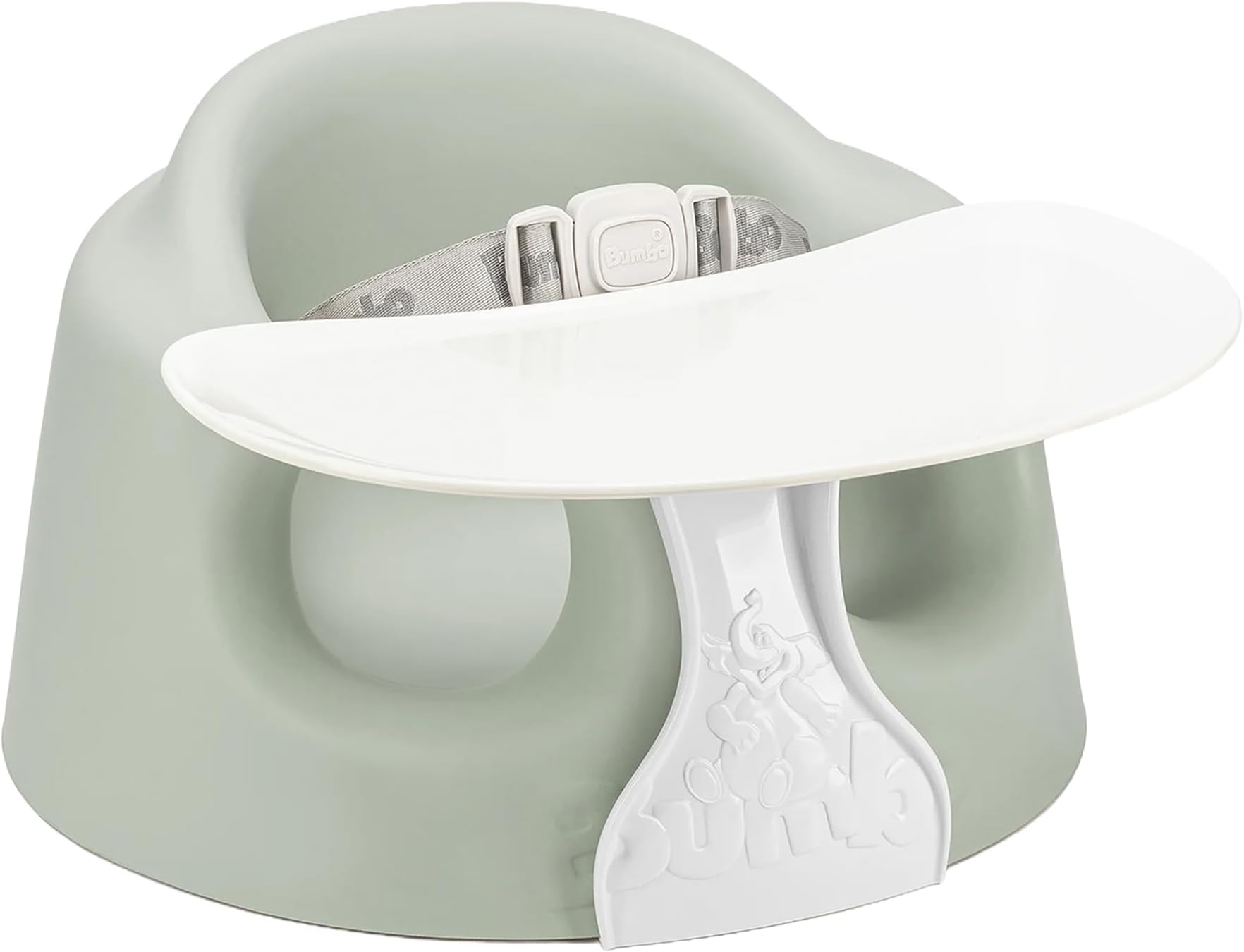 Bumbo Baby Infant Soft Foam Comfortable Support Wide Floor Seat Plus+ with 3 Point Adjustable Harness for Ages 3 to 12 Months, Agave