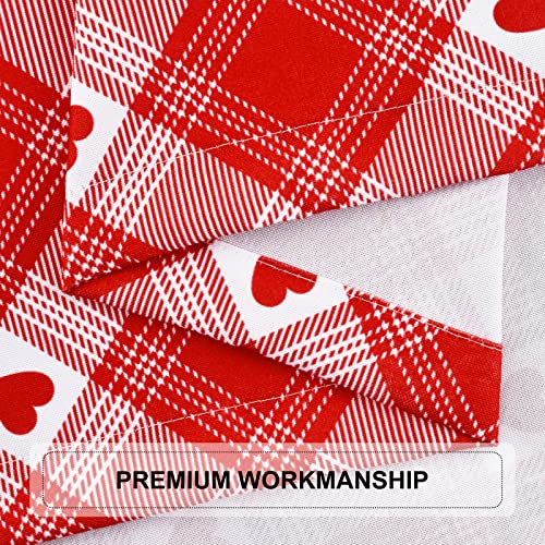 Framics Red Buffalo Plaid Curtains For Living Room Tab Top Curtains Light Filtering Privacy Added Window Drapes Heart Window Treatment Curtains 63 Inches Length 2 Panels For Bedroom #TOP6