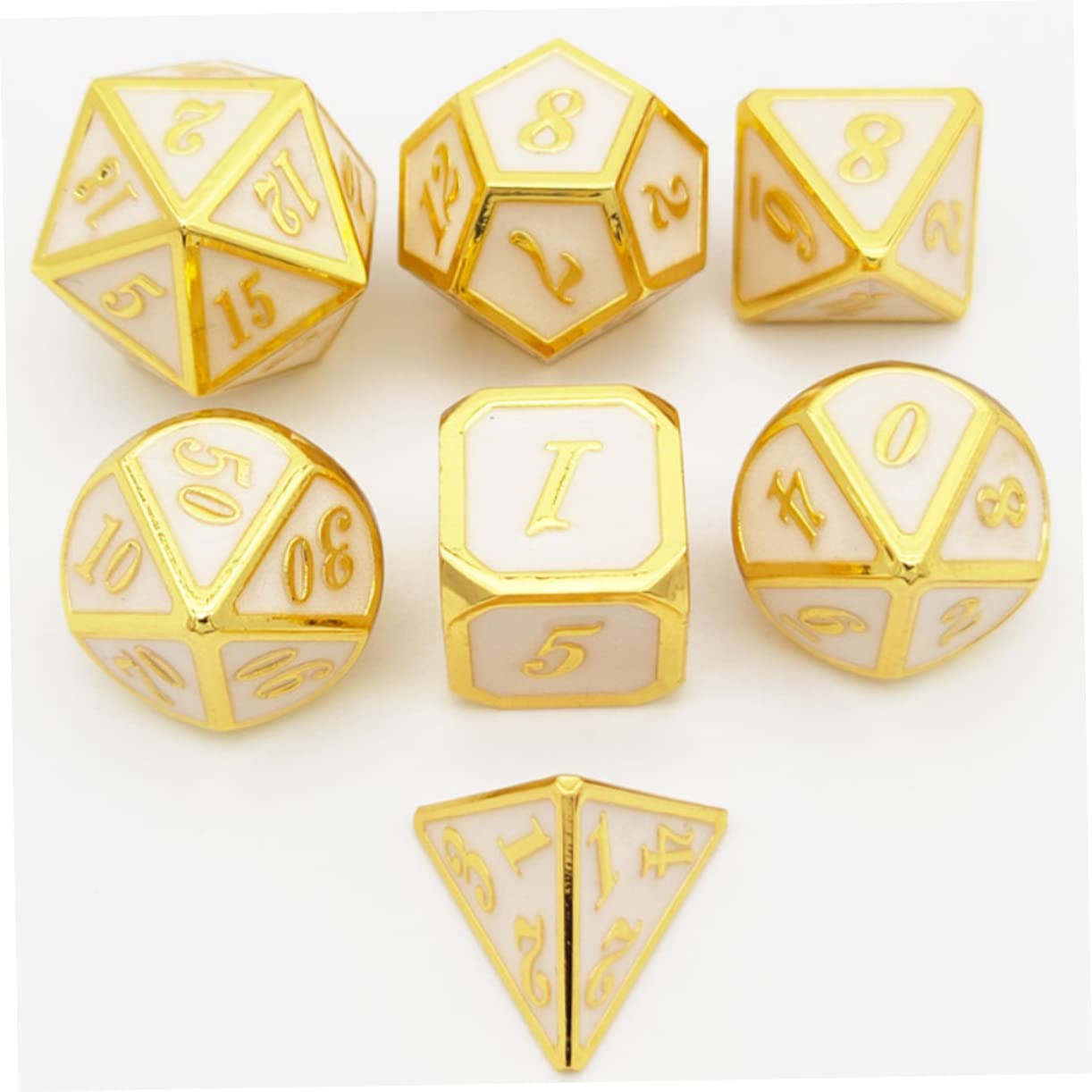 Abaodam Set de Dés Polyédriques Chiffres Clairs Lot de 7 en Alliage de Zinc pour Jeux de Société et Soirées