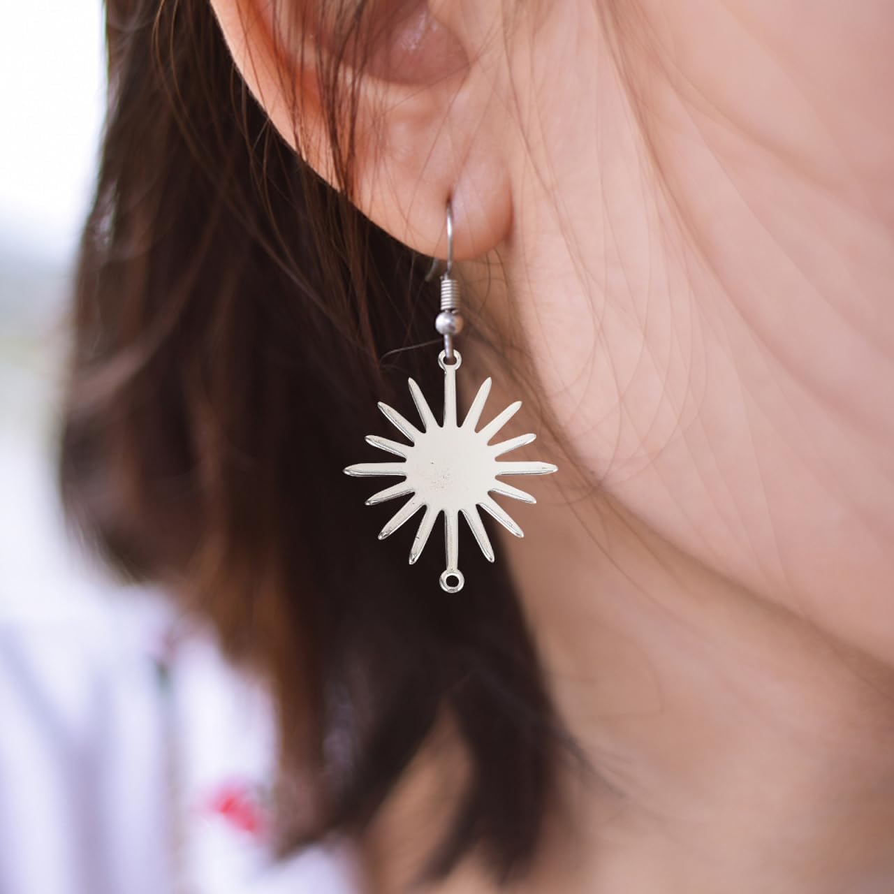 VILLCASE Double Hanging Sun Flower Charm Necklace Connector Charms for Diy Jewelry Making Silver Tone Smooth Surface for Necklace Bracelet Accessories - Image 2