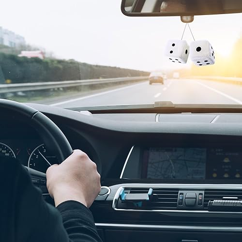 Miniatura 7 de Zone Tech Par velloso de dados de plush blanco y negro para espejos