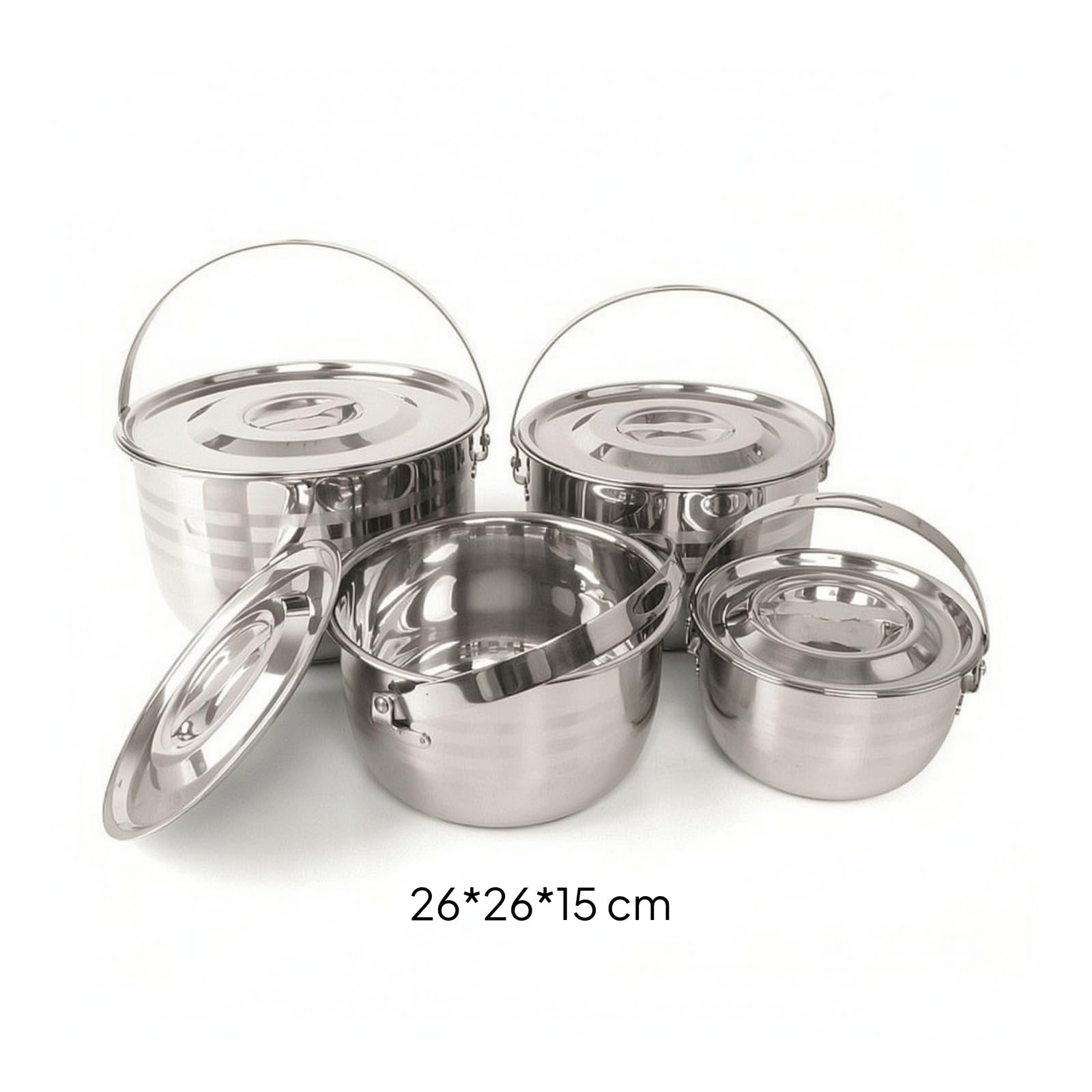 4 Pièces Équipement Culinaire Camping En Inox Compact Kit Cuisson avec Sac Transport Facile à Nettoyer Vaisselle pour Randonneurs, Pique-Nique