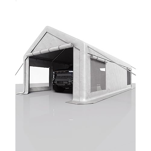 13X25 FT Carport with Roll-Up Windows & Doors, Heavy Duty All-Weather Portable Garage Shelter for RV, Truck, Boat & Vehicle Storage