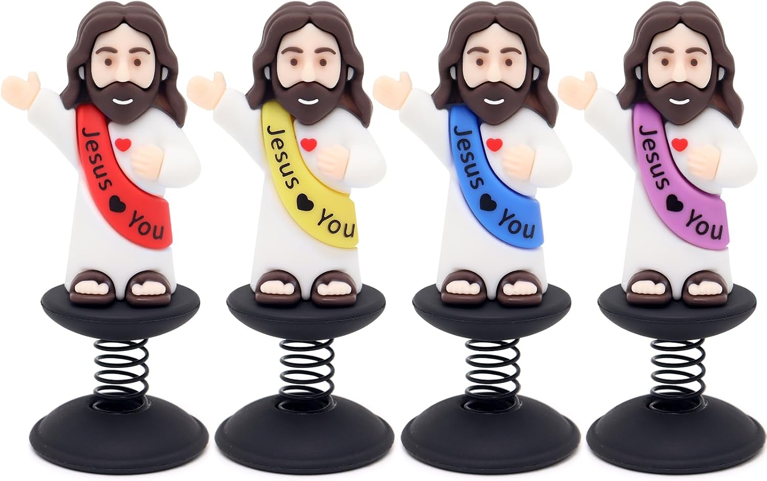 Yelakey Dashboard Jesus Bobblehead Jesus with Smile Face Blessing You Christian Car Accessories Religious Believers Home Decoration with Sticky Pad (Multicolor)