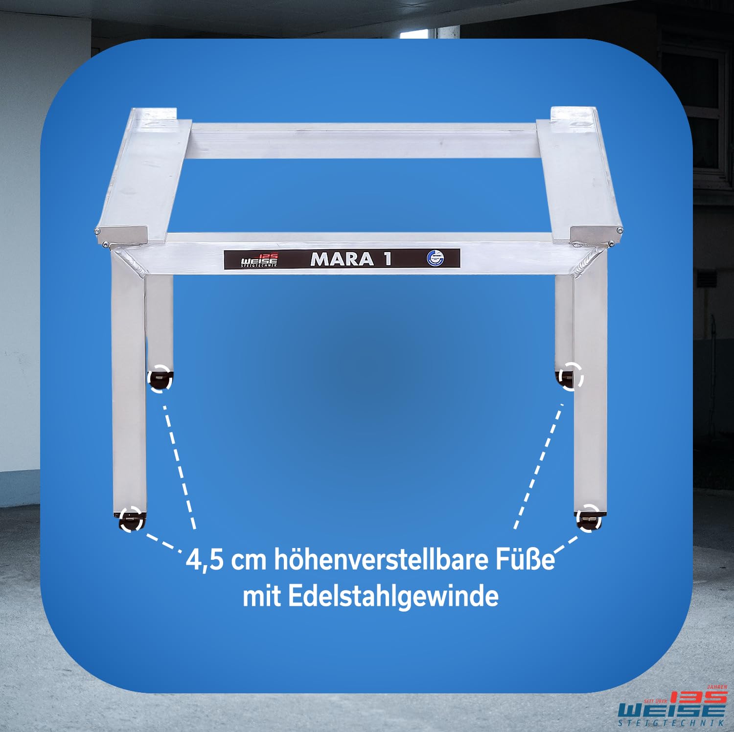 Weise MARA 1 Untergestell für Waschmaschine & Trockner, 35 cm, ohne Auszug | 4 Beine; bis 1.000 kg Tragkraft; für stark schwingende Maschinen