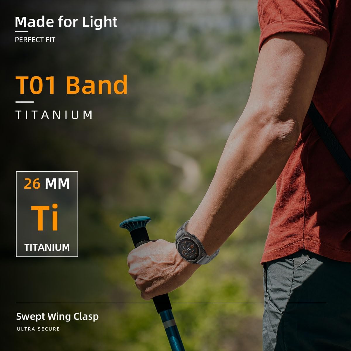 Luxury Titanium Fenix 8 51mm/7X/6X/5X Plus Band, 26mm Premium Metal Quickfit Bands Watch Strap with Swept Wing Clasp Compatible for Garmin Fenix 7X Pro/6X Pro/5X Plus/Enduro 3/Tactix 7 Bands - Image 6