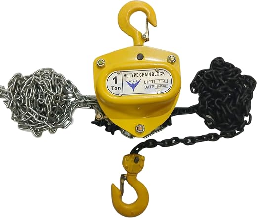 HYCO LABEL FLYAMX VD HEAVY DUTY Type Hand Chain Pulley Block, Heavy Duty Manual Hoist, 3 Meter Lift, Yellow Steel Construc...
