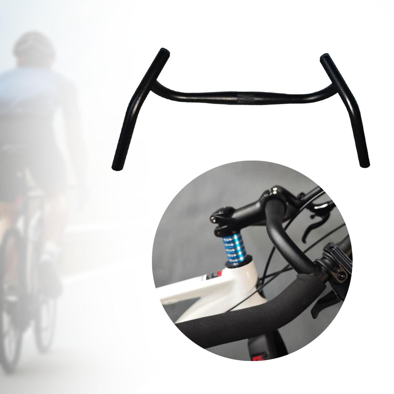 Guidon de Vélo, Guidon de Course Angle Externe, Cintre Gravel Universel 53cm en Alliage d’Aluminium, Confortable et Anti-Fatigue, pour VTT, Cyclisme et Vélos de Route, 25,4mm, Noir