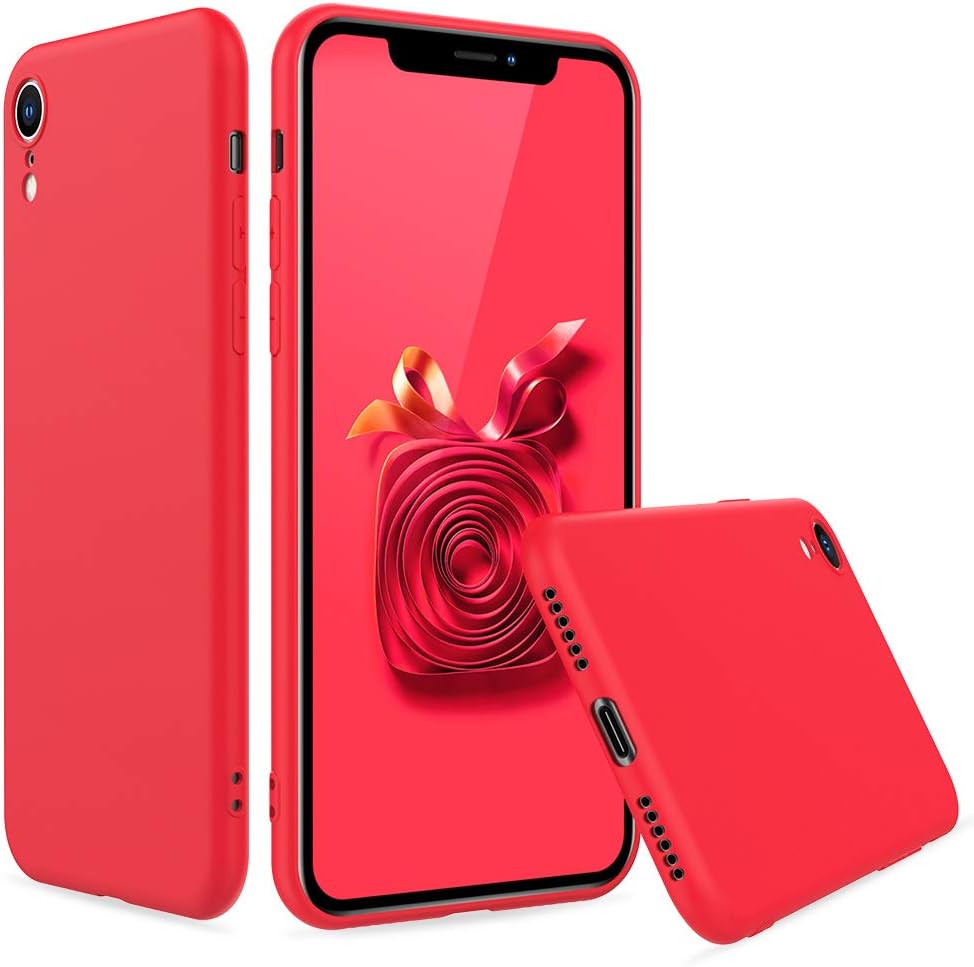 Peakally iPhone XR Case, Soft TPU Cover Phone Case Matte Finish Slim Profile Phone Protectors for iPhone XR-Red