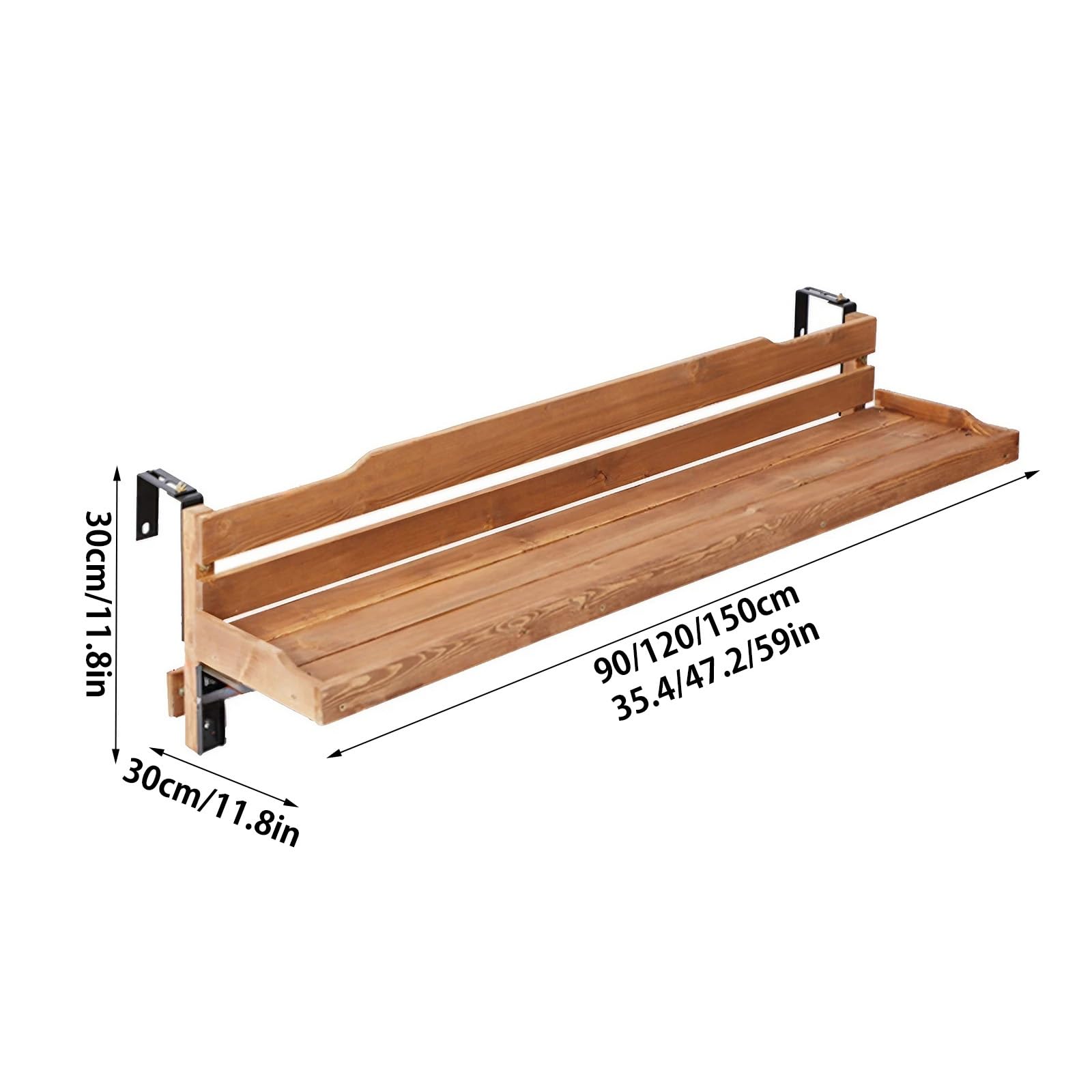 Barandilla plegable para balcón, 90 x 30 cm, para balaustradas de 3,1 cm de grosor, capacidad de 40 kg, perfecta para patios, terrazas y espacios al aire libre