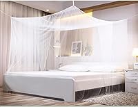 Premium Mosquito Net Full Queen Bed - White Rectangular Canopy, 360° Breathable Mesh Protection, Easy Install