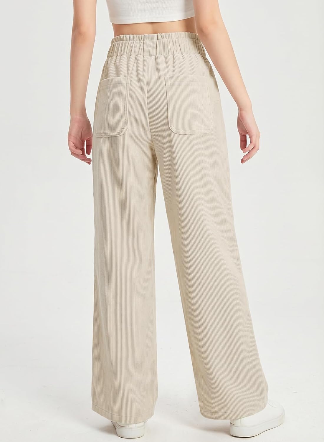 blibean Girls Corduroy Uniform School Pants with Elastic Waistband Size 6-15 Years