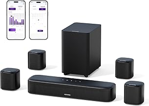 ULTIMEA 7.1ch Soundbar für TV Geräte, Heimkino Surround Sound System, 4 Surround Lautsprechern, 4" Subwoofer, App Steuerung, einstellbarem EQ, Bluetooth® 5.3, Aura A40
