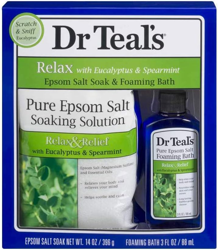 Dr Teal's Relax with Eucalyptus & Spearmint Epsom Salt Soak & Foaming Bath 2-Piece Travel Gift Set