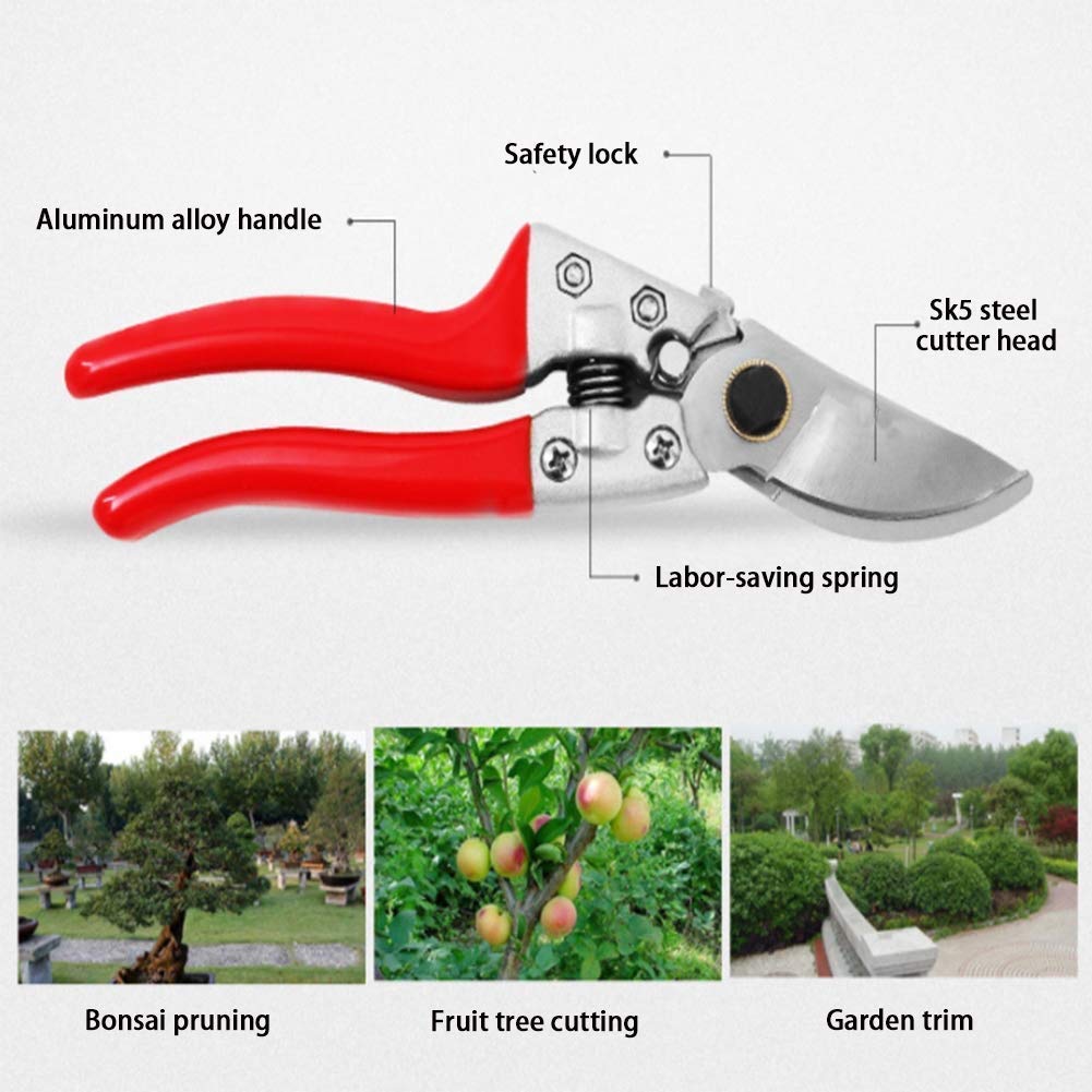 Cesoie da potatura,Forbici da Giardino a Mano con Blocco,Cesoie da potatura, Cesoie da Giardino,Forbici da Giardino per Ogni Famiglia