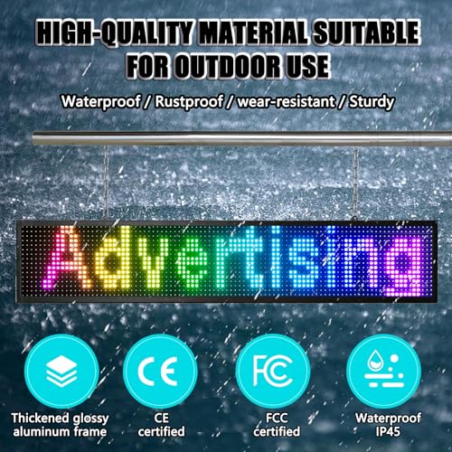 Image of P10 Scrolling Led Sign Programmable Digital Electronic Message Display,Outdoor Waterproof Full Color High Brightness Wifi Control for Business Store Advertising (40 inchx8 inch)