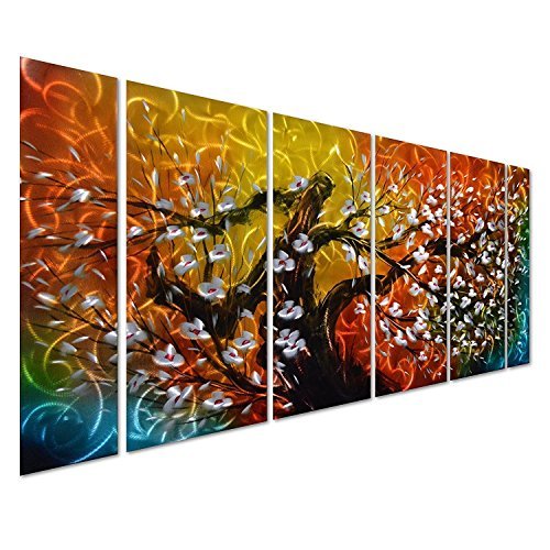 Pure Art Metal Wall Art â€“ The Tree of Life Silver Abstract Wall Art â€“ Minimalist Wall Art for Modern and Contemporary DÃ©cor â€“ 3D Wall DÃ©cor â€“ Exquisite Handmade Design â€“ 6 Panels 24 x 65-inch