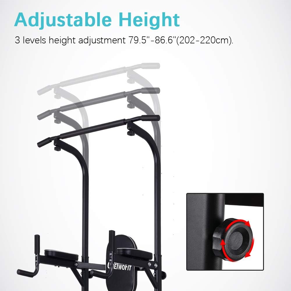 ONETWOFIT Multi-Function Power Tower Adjustable Height Home Fitness Workout Station Dip Stands Pull up Bar Push Up OT061