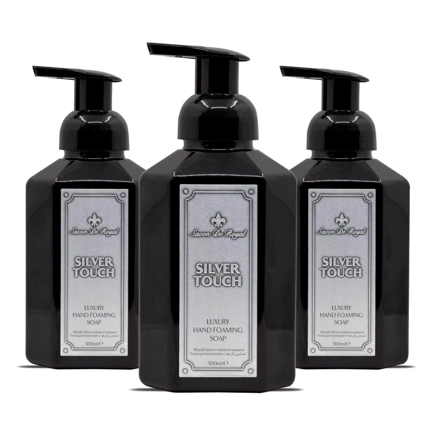 Savon de Royal Touch Luxury Vegan Köpük Sabun 500 ml 3 Adet (Silver Touch)