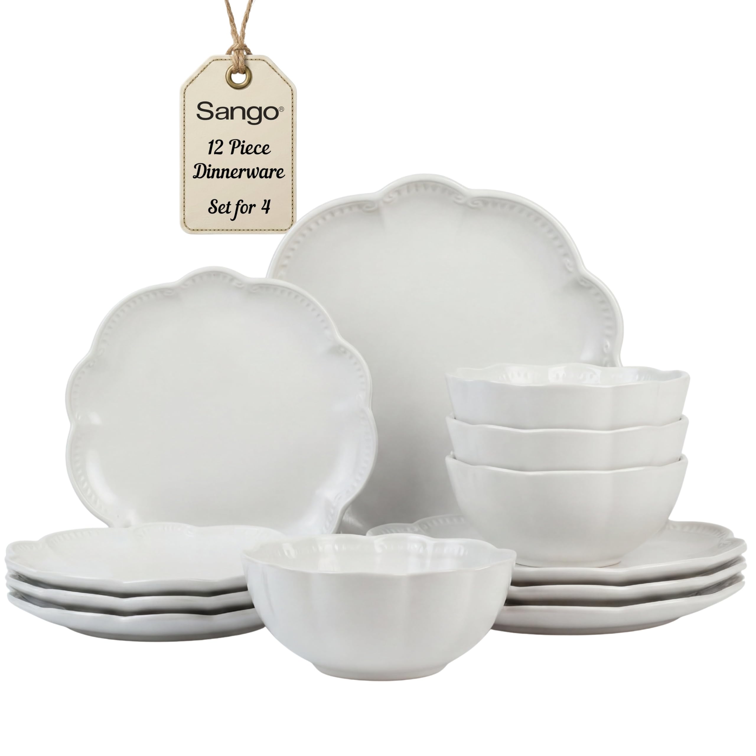 Sango Bethany 12-Piece Scalloped Stoneware Set