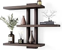 Vista 7 de Estantes flotantes variables de madera, juego de 4, estantes para baño de 28.35" máx., estantes de pared rústicos para sala de estar, dormitorio