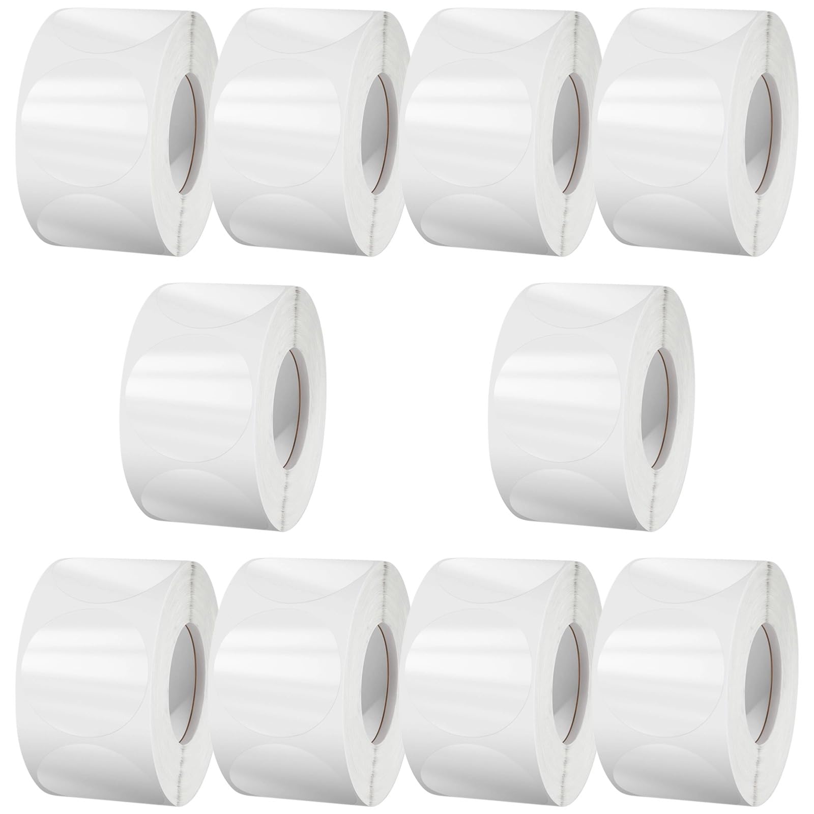 10 rotoli di adesivi rotondi trasparenti da chiudere, 500 pezzi per rotolo, 3,8 cm di diametro, sigilli autoadesivi trasparenti per scatole regalo, buste