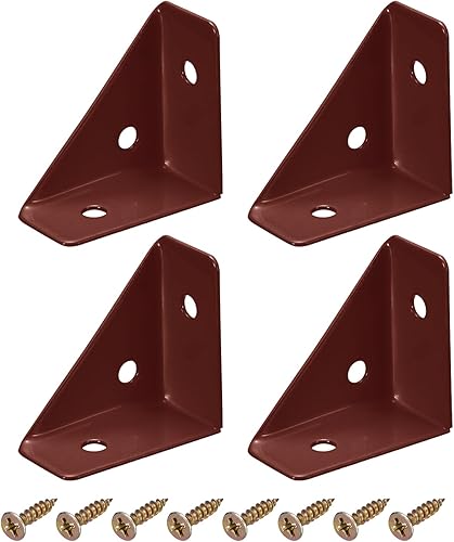 uxcell 4 soportes de esquina angulares de 1.496 pulgadas x 1.496 pulgadas, soportes de acero laminado en frío con tornillos para borde de escritorio
