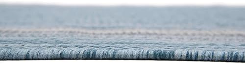 Miniatura 10 de Unique Loom - Colección Outdoor Border - Tapete para exteriores de borde suave - 7 pies 1 pulgada x 10 pies, rectangular, aguamarinamarfil