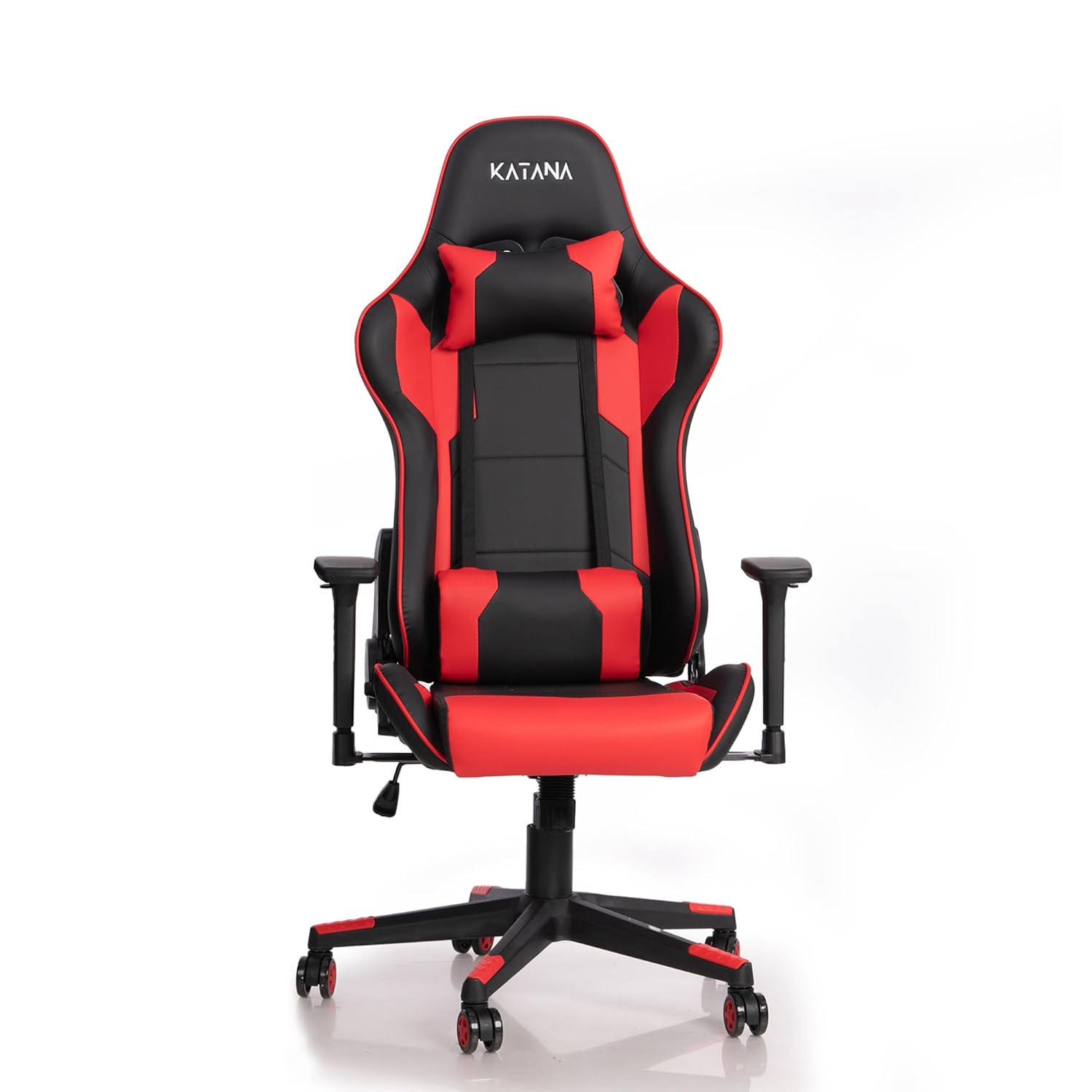 KATANA KT-03 | Multi-Functional Ergonomic Gaming & Office Chair | 3D Adjustable Armrests | Premium PU Leather Upholstery | Adjustable Neck & Lumbar Support Pillow (Black and Red)