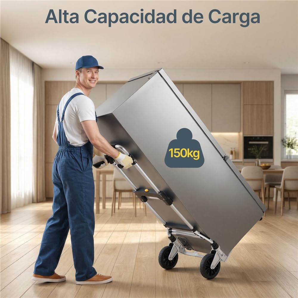 Yaheetech Carretilla de Mano Plegable Carga de 150 kg | Carro de Mano de Alta Resistencia con Ruedas Mango Telescópico para Transporte Doméstico, Mercancías de Almacén Supermercado