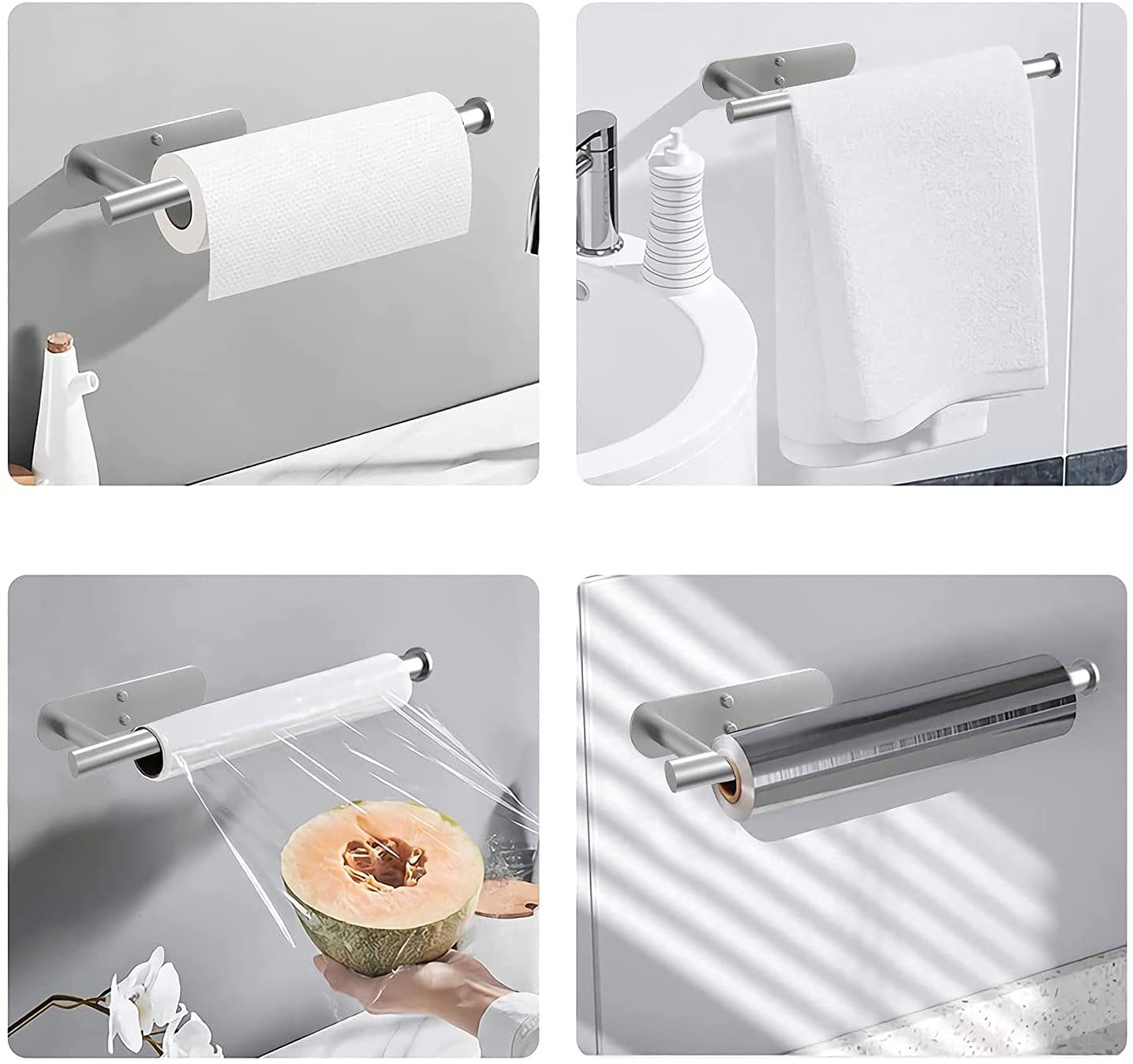 Porte-essuie-tout Deiss Pro - Support Pour Rouleaux De Cuisine - Fixation Adhésive Ou Vis - Noir - 10
