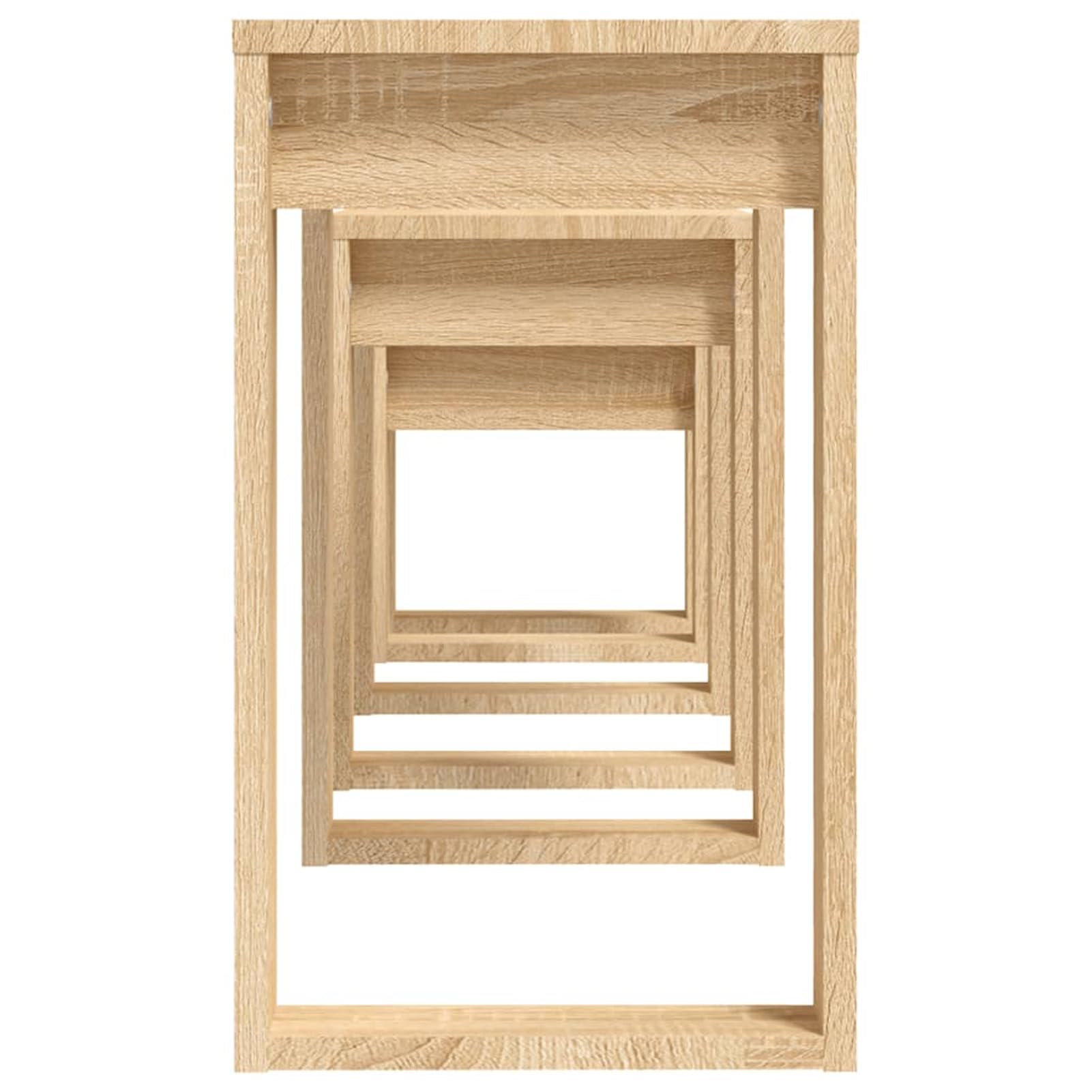 Brokky Mesas apilables 3 pzas Madera contrachapada Color Roble Sonoma Juego De 3 Mesas Auxiliares Anidadas