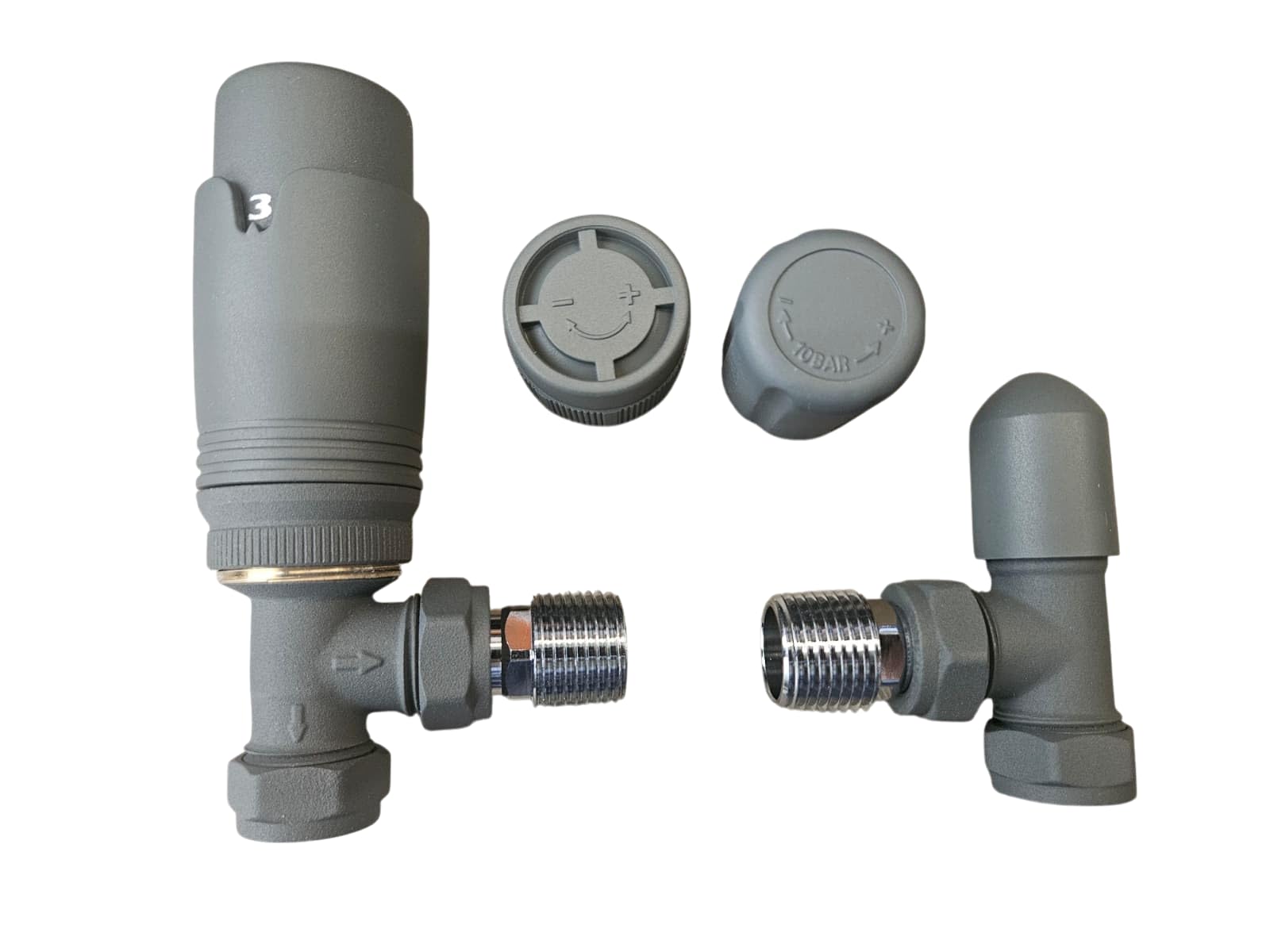 22.5 Team Controls Anthracite Grey Team Controls Angled Trv Thermostatic Radiator Valve & Lockshield 15Mm Pack Set Pair