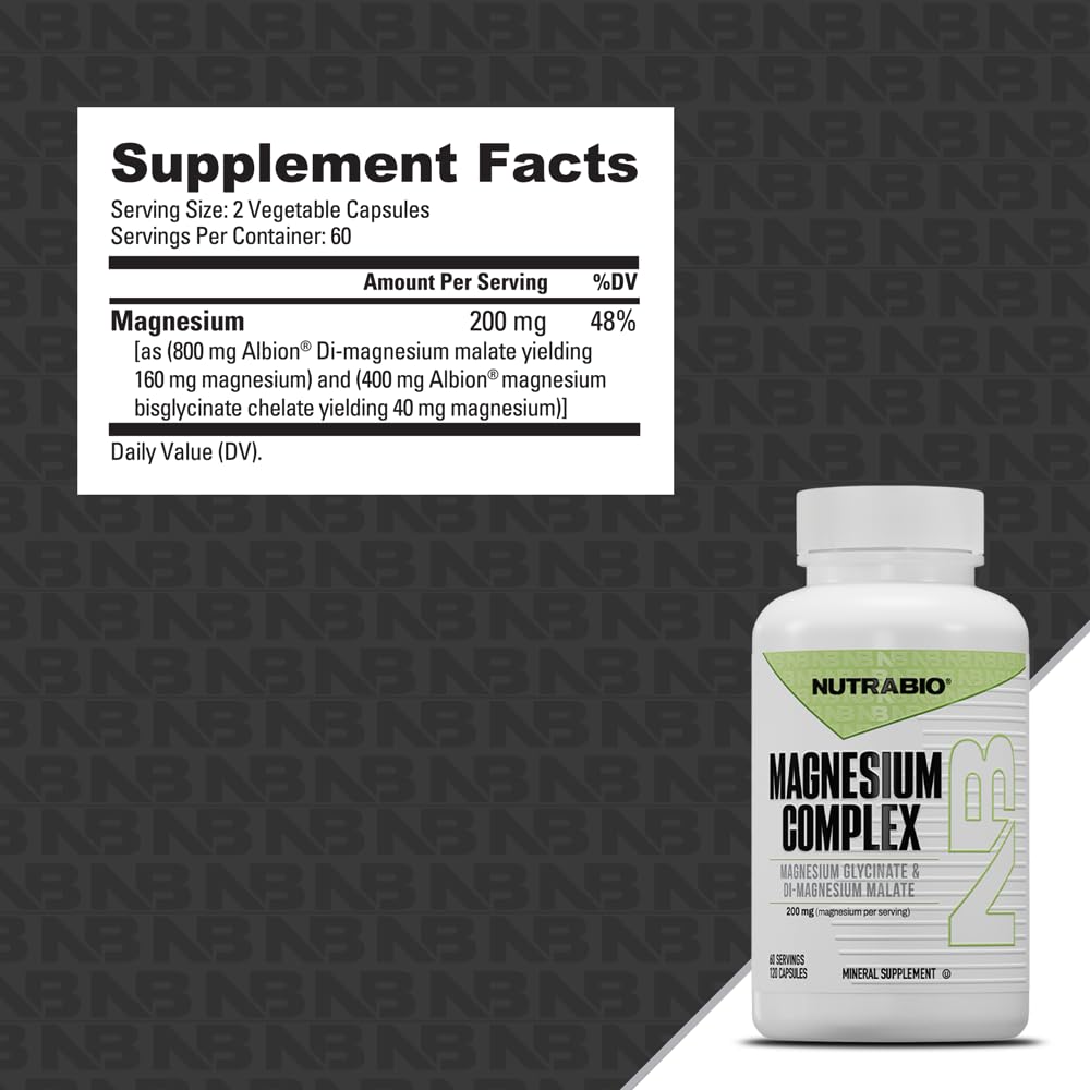 NutraBio Magnesium Complex Supplement, Magnesium Glycinate for Sleep, Biglycinate, D-Magnesium Malate, Muscle & Nerve Support, for Men and Women, 120 Vegetable Capsules — Amazon image 5