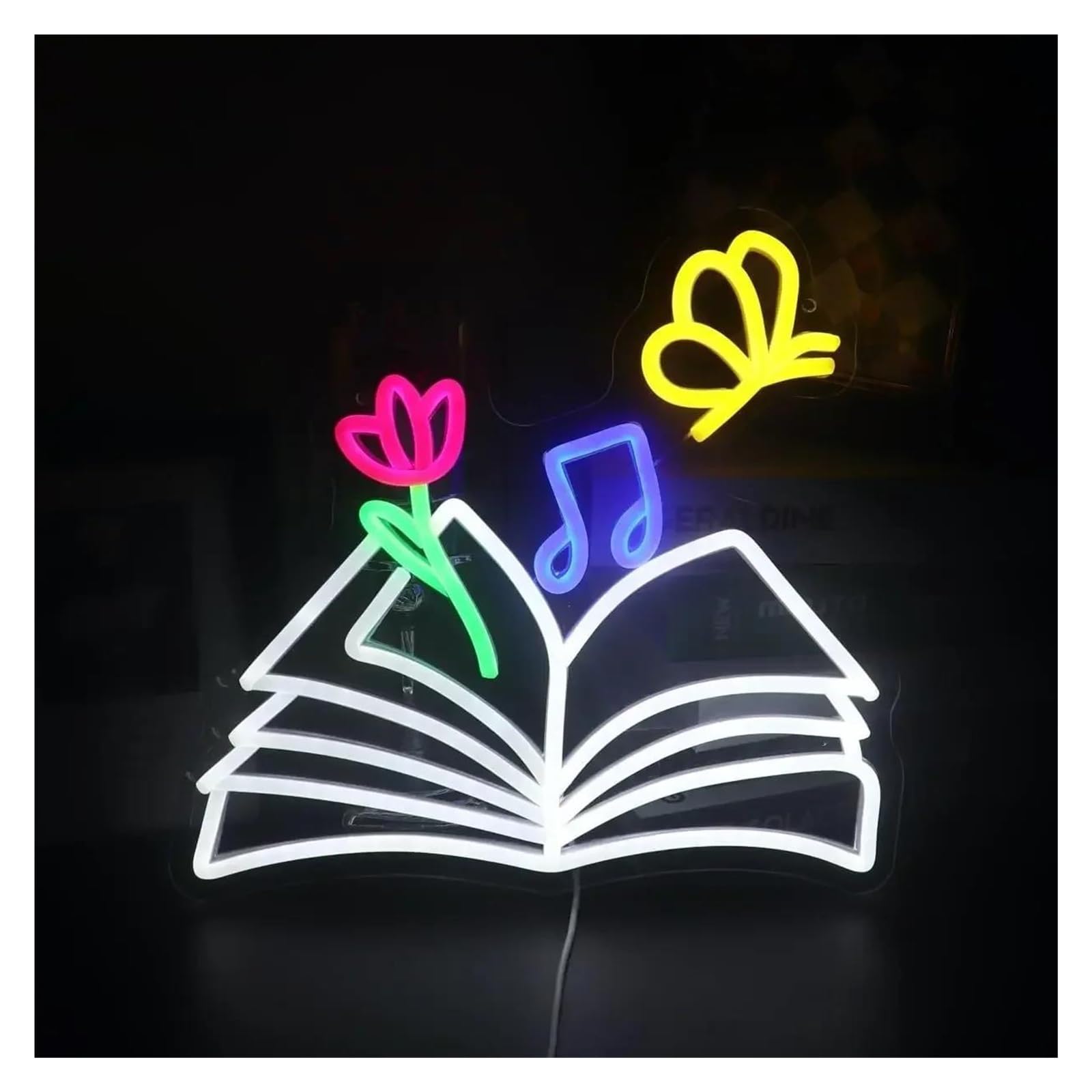 Scritta luminosa Insegna Luminosa Al Neon Per Amanti Dei Libri, Per Club Di Lettura, Cameretta Dei Bambini, Sala Giochi, Decorazione Da Parete,32.8х32.2cm