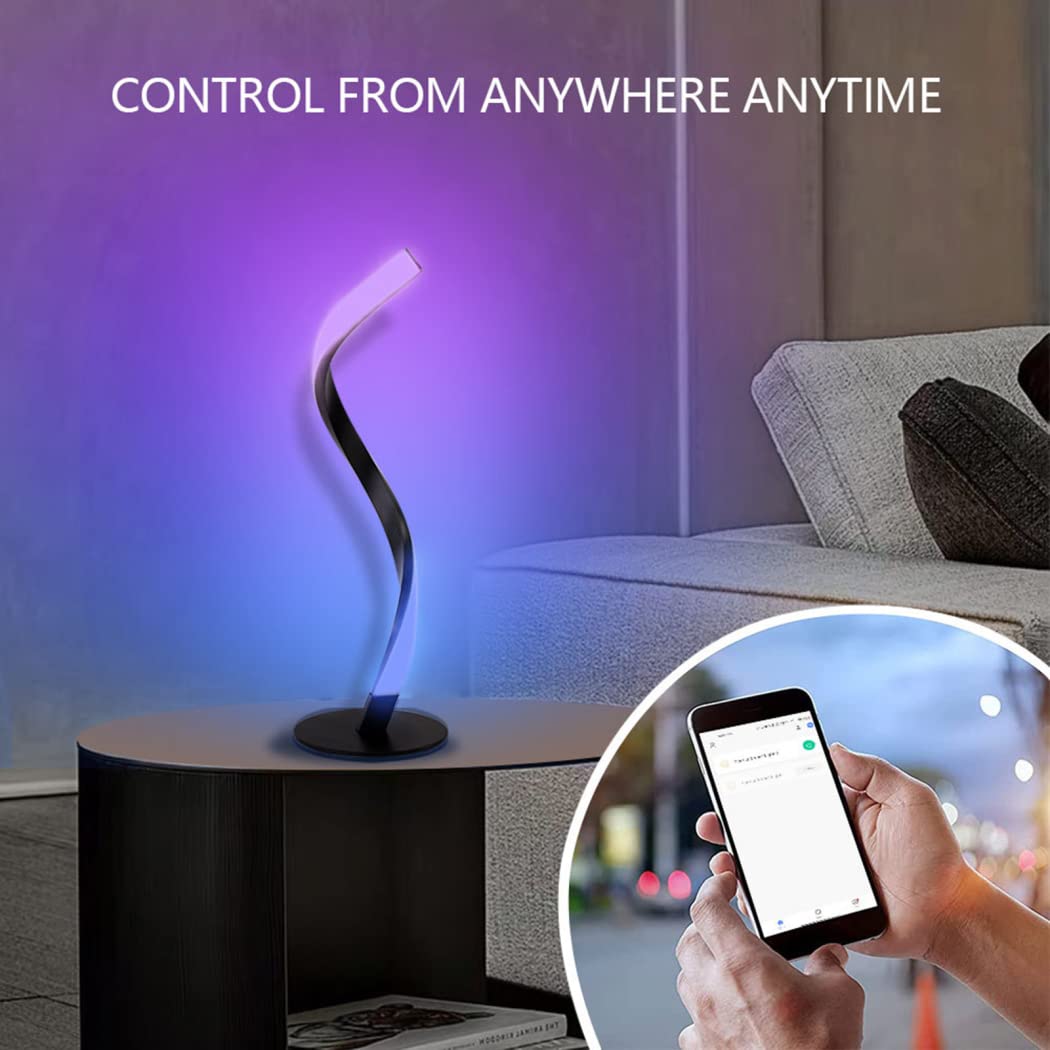 Lampada da Tavolo Intelligente Moderna con Design a Forma di S Compatibile con Alexa e Google Assistant Lampada da Comodino o da scrivania Perfetta per L'Ufficio Domestico Decorazione elegan