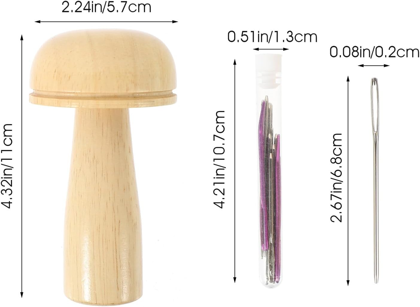GLSTOY 26pcs Darning Needle Set with Portable Storage Tube Multi-Function Knitting and Sewing Needles DIY Mushroom Patch Hand Sewing Kit for Crafting and Sweater Random Color