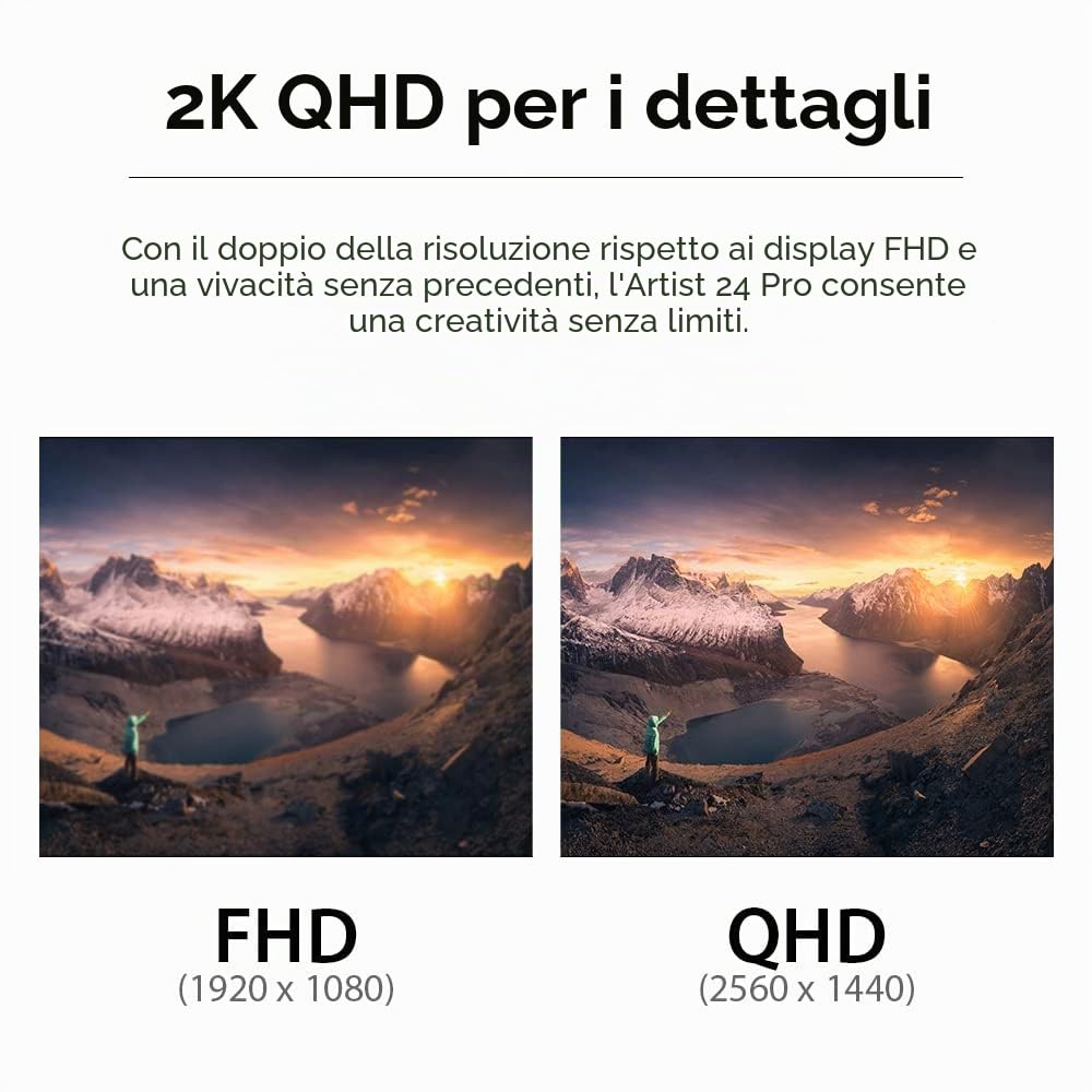 XP-PEN Artist 24 Pro - Tablet Graphqiue a schermo 2K QHD da 23,8", pennino passivo 8192 livelli, connessione USB-C – compatibile con Windows/Mac/Android