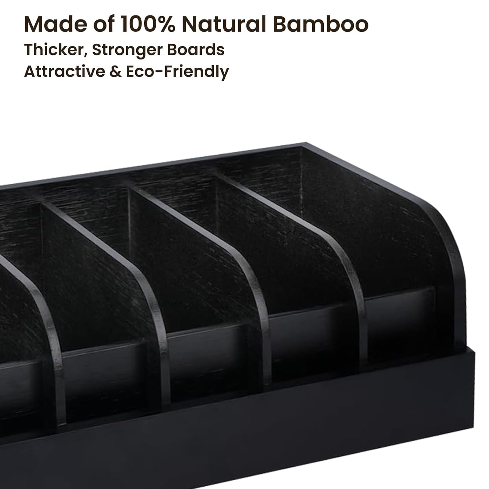 Cinturón de almacenamiento, organizador de cinturón de 6 compartimentos, vitrina de bambú para armario y cajón, organizador de cinturón para hombre y mujer para accesorios, relojes (negro)